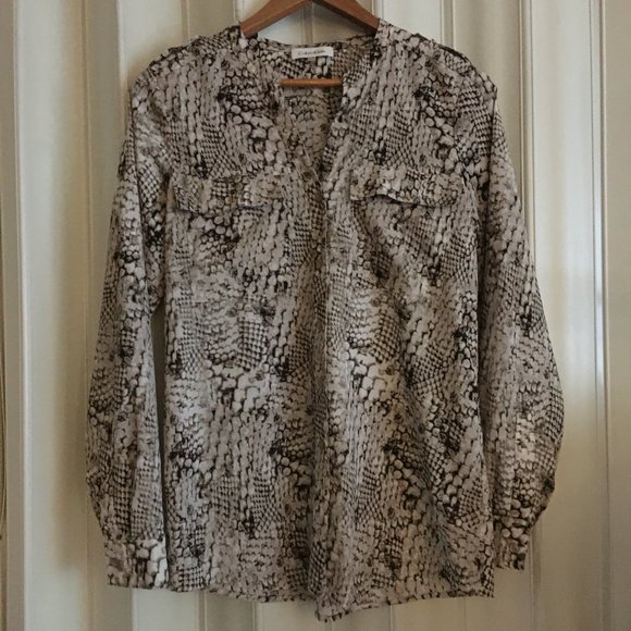 Calvin Klein Reptilian Print Button Down Shirt - Picture 2 of 16